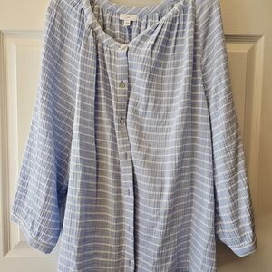 J. Jill Blue and White Striped Blouse